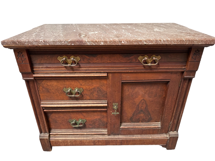 Antique Eastlake Dresser With Marble Top 36W X 20D X 29.5H [Photo 1]