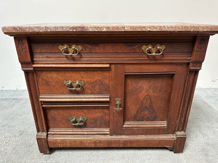 Antique Eastlake Dresser With Marble Top 36W X 20D X 29.5H [Photo 3]
