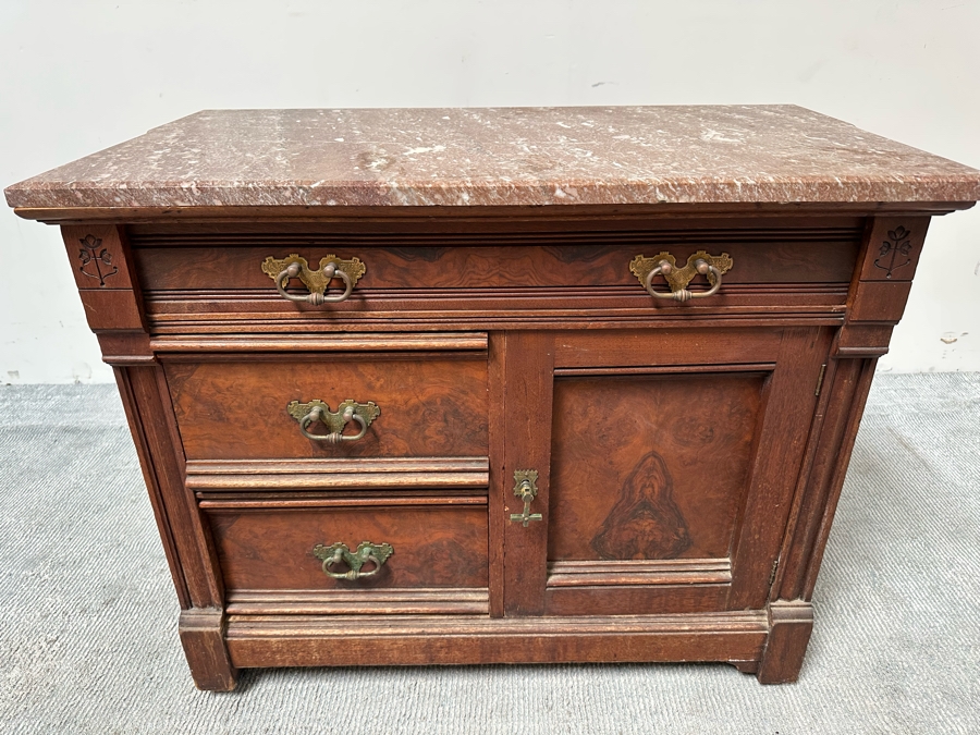 Antique Eastlake Dresser With Marble Top 36W X 20D X 29.5H [Photo 2]