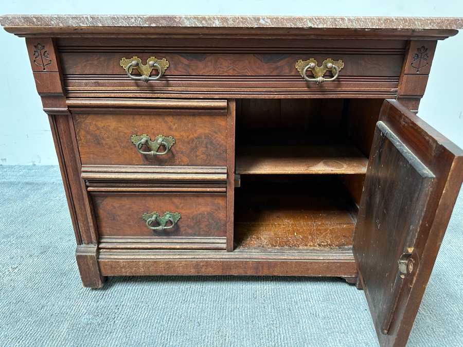 Antique Eastlake Dresser With Marble Top 36W X 20D X 29.5H [Photo 9]