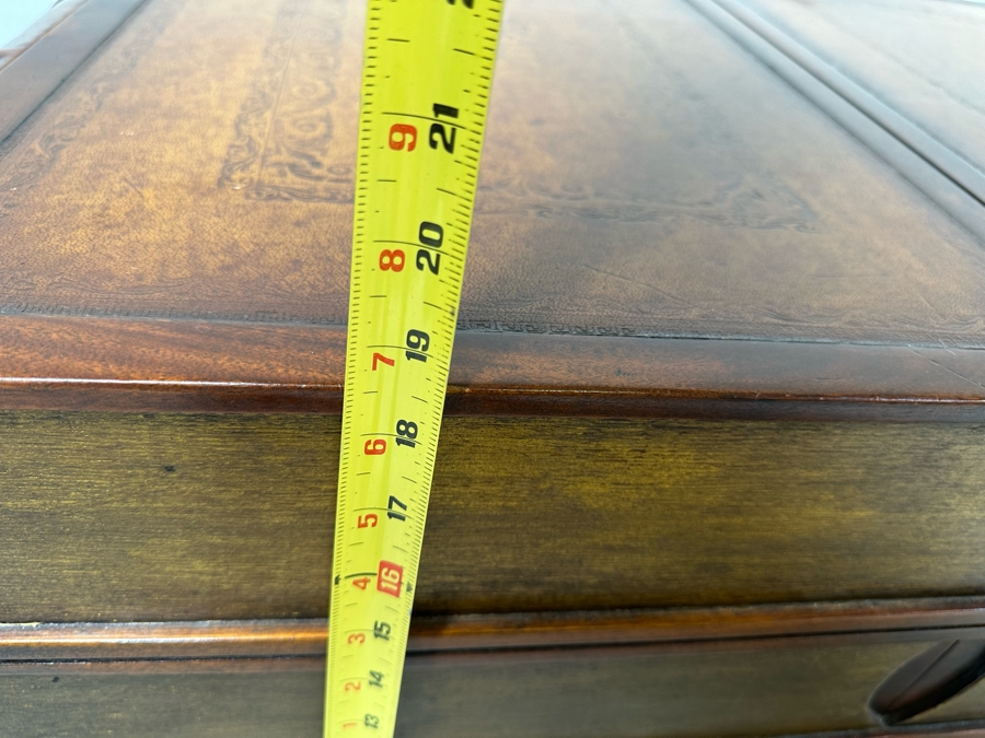 Theodore Alexander Large Six Drawer Scholars Library Books Coffee Table With Leather Top 36W X 26D X 19H [Photo 28]