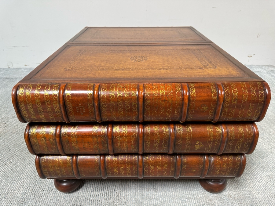 Theodore Alexander Large Six Drawer Scholars Library Books Coffee Table With Leather Top 36W X 26D X 19H [Photo 8]