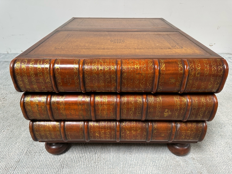 Theodore Alexander Large Six Drawer Scholars Library Books Coffee Table With Leather Top 36W X 26D X 19H [Photo 9]