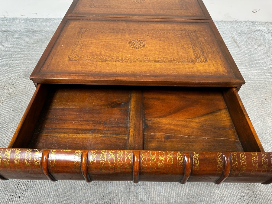 Theodore Alexander Large Six Drawer Scholars Library Books Coffee Table With Leather Top 36W X 26D X 19H [Photo 12]