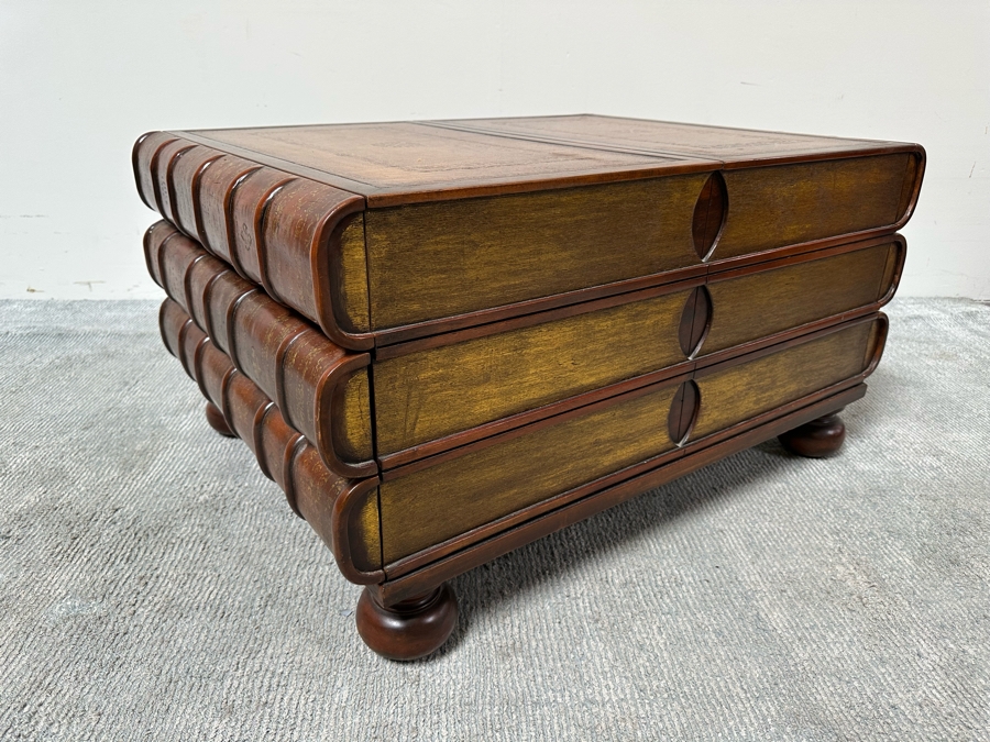 Theodore Alexander Large Six Drawer Scholars Library Books Coffee Table With Leather Top 36W X 26D X 19H [Photo 6]