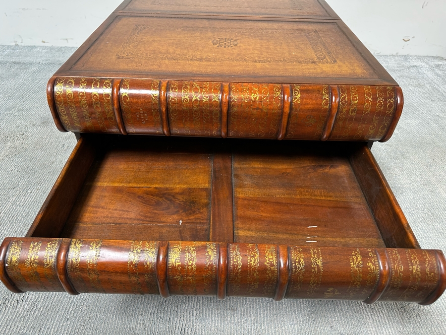 Theodore Alexander Large Six Drawer Scholars Library Books Coffee Table With Leather Top 36W X 26D X 19H [Photo 14]