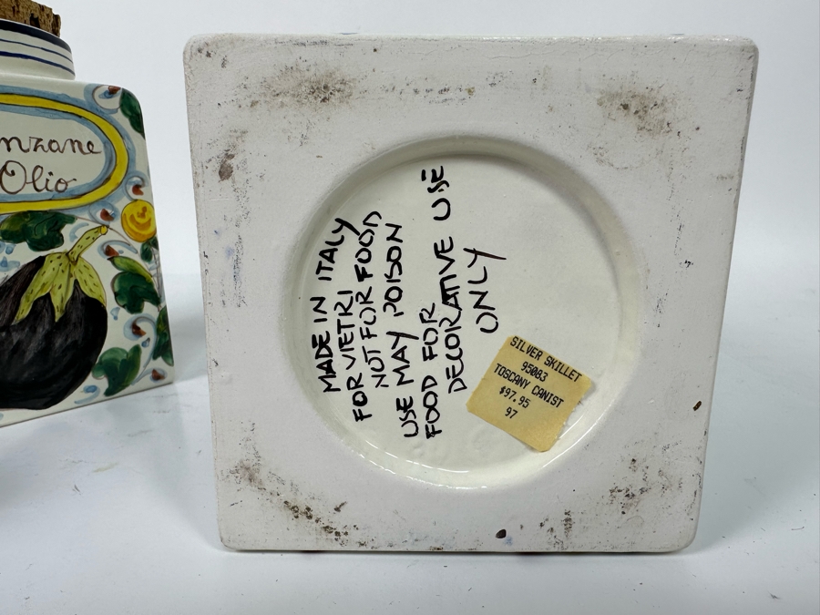 Pair Of Hand Painted Decorative Italian Cannisters 5W X 7H And Italian Hand Painted Salt & Pepper Shakers Retails $250+ [Photo 10]