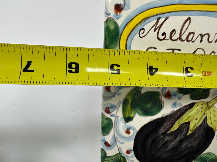 Pair Of Hand Painted Decorative Italian Cannisters 5W X 7H And Italian Hand Painted Salt & Pepper Shakers Retails $250+ [Photo 13]