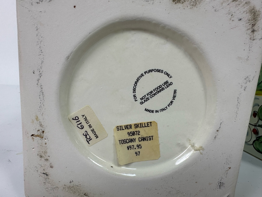 Pair Of Hand Painted Decorative Italian Cannisters 5W X 7H And Italian Hand Painted Salt & Pepper Shakers Retails $250+ [Photo 12]