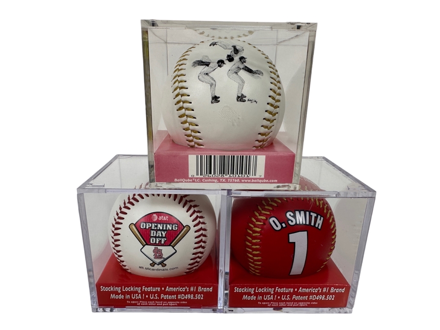 Three St Louis Cardinals MLB Baseballs Unsigned [Photo 1]