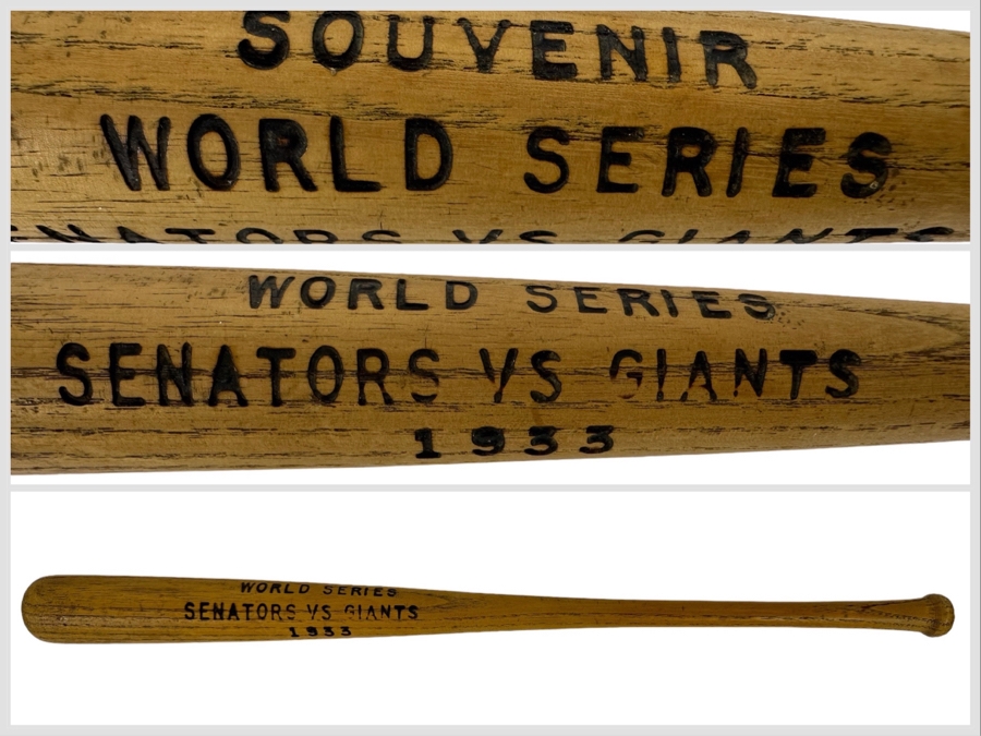 Vintage 1933 Senators Vs Giants MLB World Series Souvenir Bat 17.75L