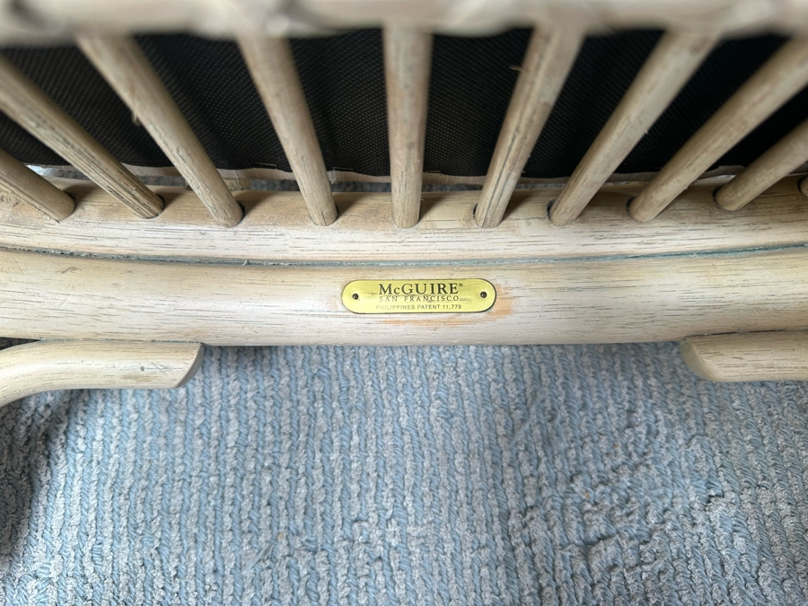 Vintage Gaming Table With Inlaid Wooden Chess And Backgammon Board 42W X 37D X 28H Plus Three Signed McGuire Wicker Chairs (One Not Shown In Main Photo) [Photo 20]