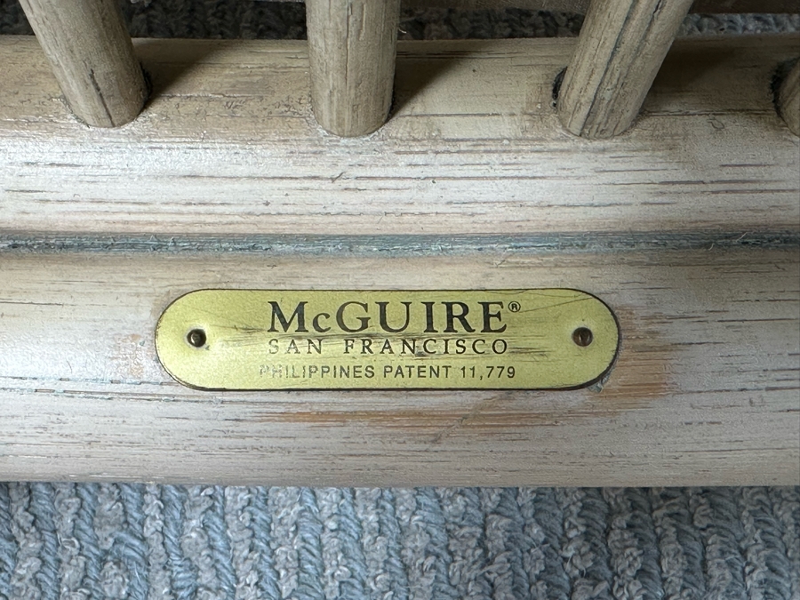 Vintage Gaming Table With Inlaid Wooden Chess And Backgammon Board 42W X 37D X 28H Plus Three Signed McGuire Wicker Chairs (One Not Shown In Main Photo) [Photo 4]