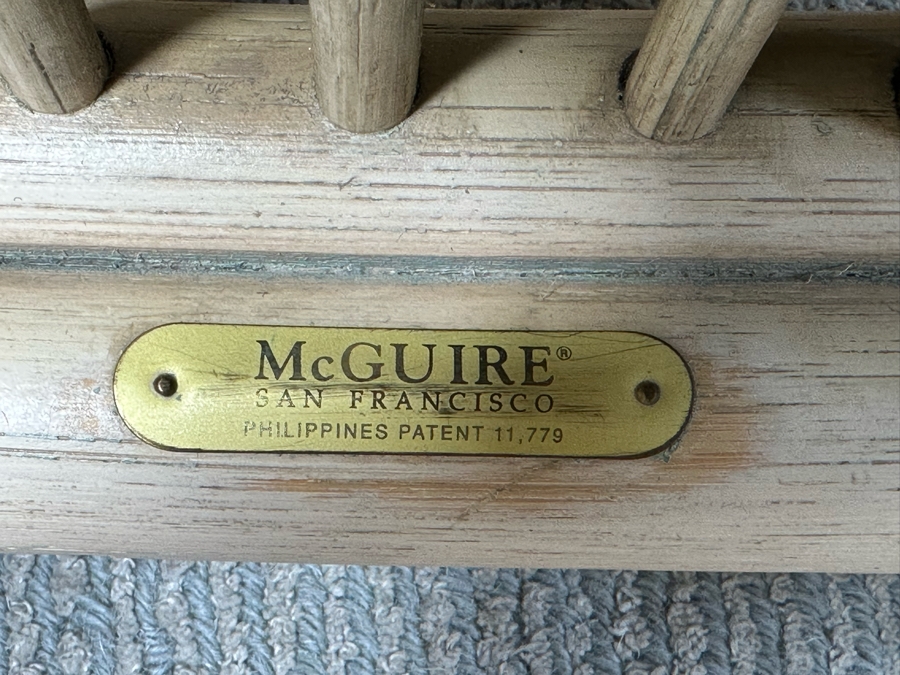 Vintage Gaming Table With Inlaid Wooden Chess And Backgammon Board 42W X 37D X 28H Plus Three Signed McGuire Wicker Chairs (One Not Shown In Main Photo) [Photo 21]