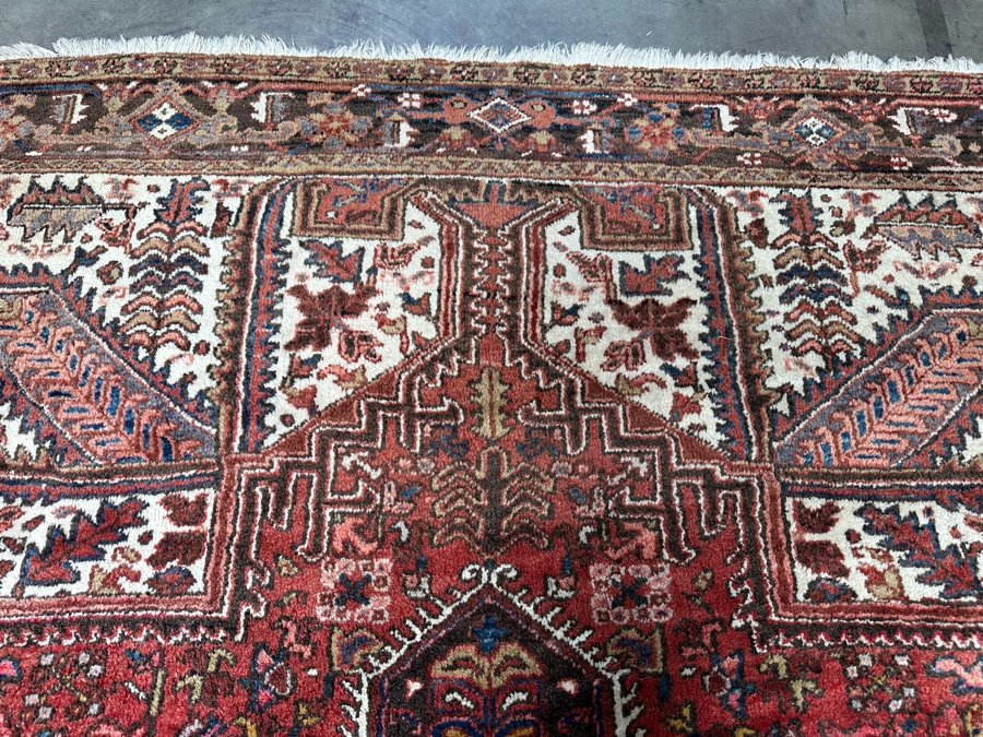 Vintage Hand Knotted Wool Heriz Area Rug Geometric Persian Rug 99 X 127 [Photo 12]