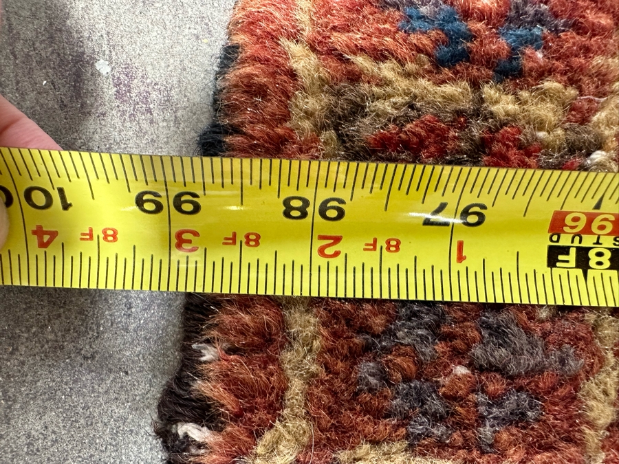 Vintage Hand Knotted Wool Heriz Area Rug Geometric Persian Rug 99 X 127 [Photo 19]