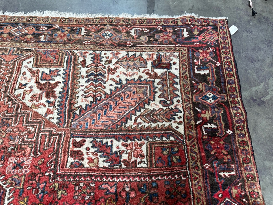 Vintage Hand Knotted Wool Heriz Area Rug Geometric Persian Rug 99 X 127 [Photo 13]