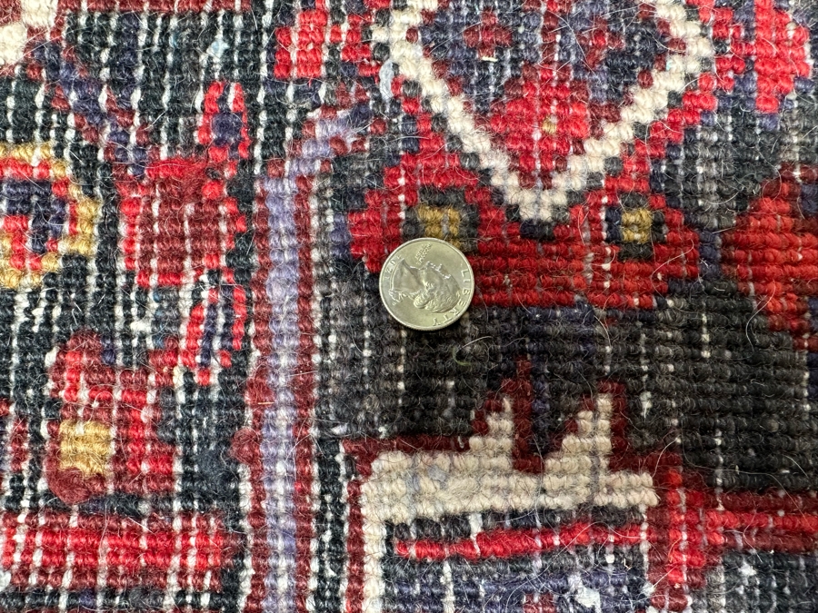 Vintage Hand Knotted Wool Heriz Area Rug Geometric Persian Rug 99 X 127 [Photo 17]