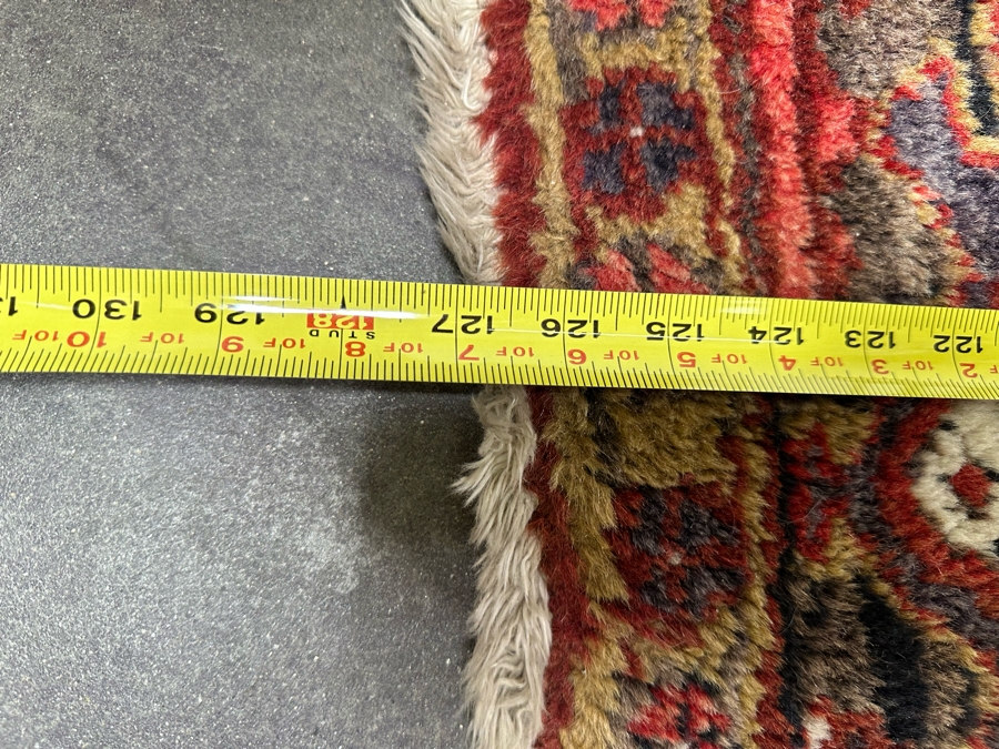 Vintage Hand Knotted Wool Heriz Area Rug Geometric Persian Rug 99 X 127 [Photo 18]