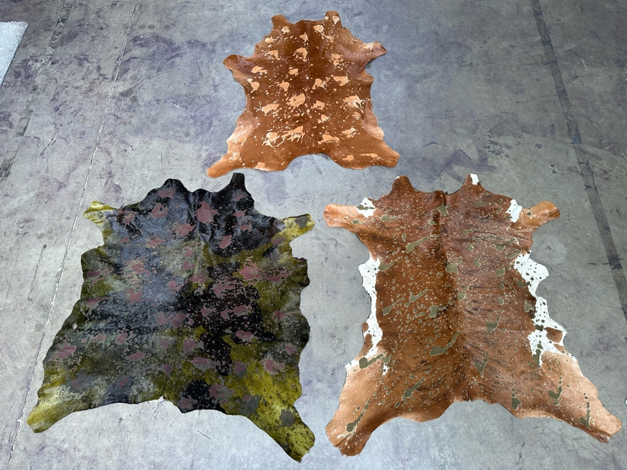 Three Small Cowhide Area Rugs 38 X 42 [Photo 3]