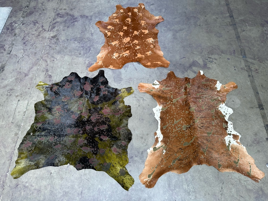 Three Small Cowhide Area Rugs 38 X 42 [Photo 2]