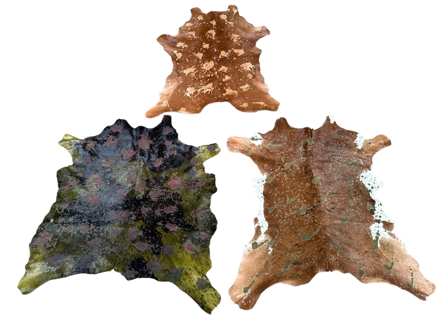 Three Small Cowhide Area Rugs 38 X 42 [Photo 1]