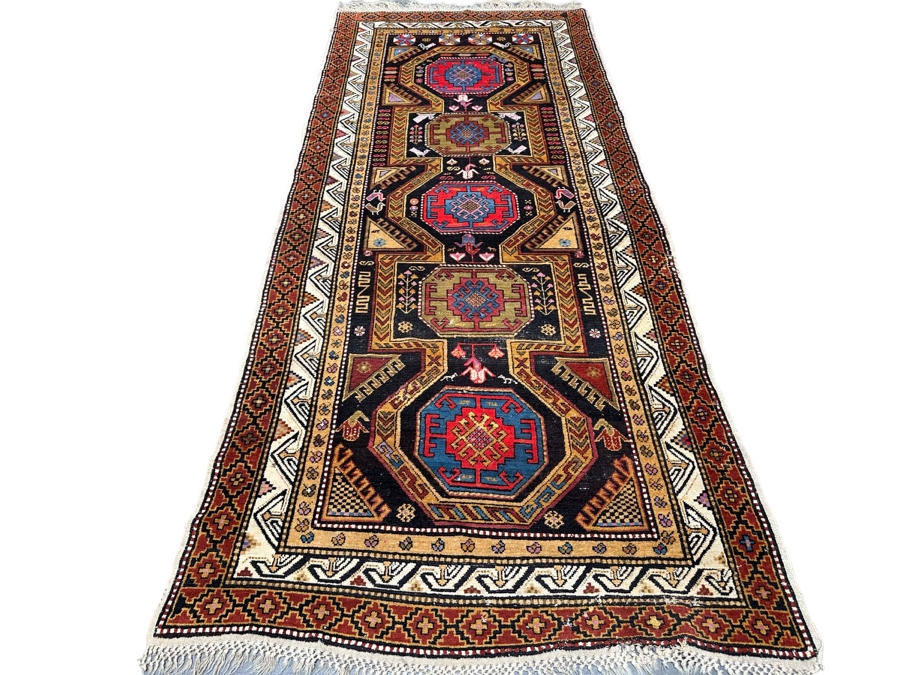 Hand Knotted Wool Persian Rug Geometric 56 X 133 [Photo 1]