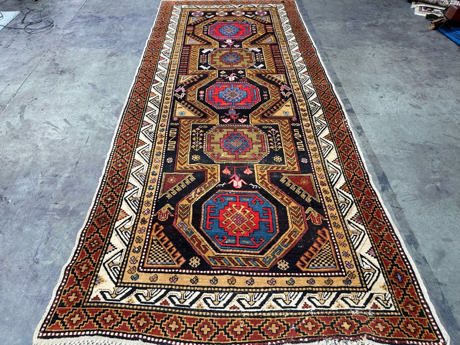 Hand Knotted Wool Persian Rug Geometric 56 X 133 [Photo 6]