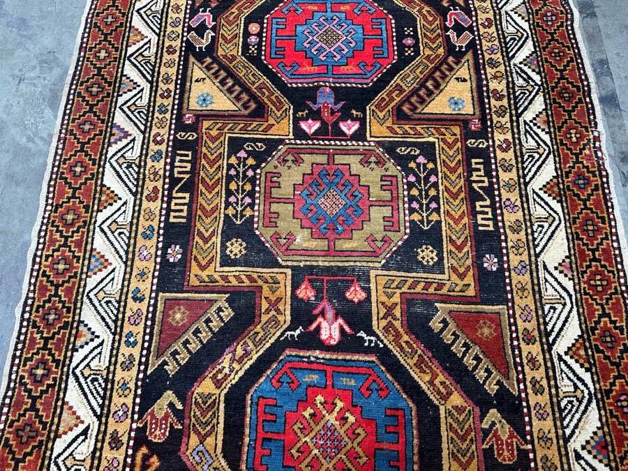 Hand Knotted Wool Persian Rug Geometric 56 X 133 [Photo 9]