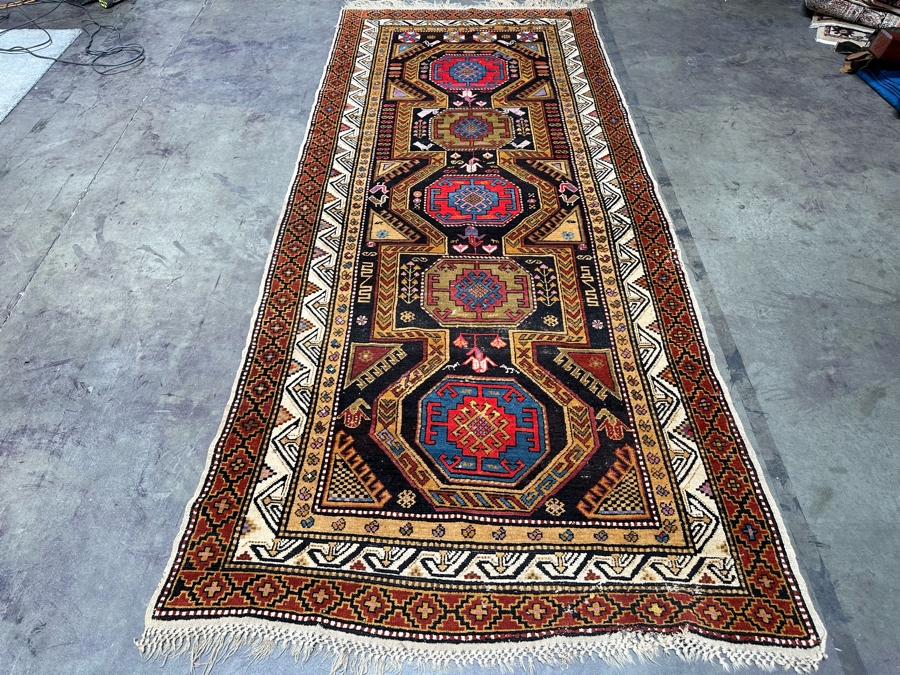 Hand Knotted Wool Persian Rug Geometric 56 X 133 [Photo 2]