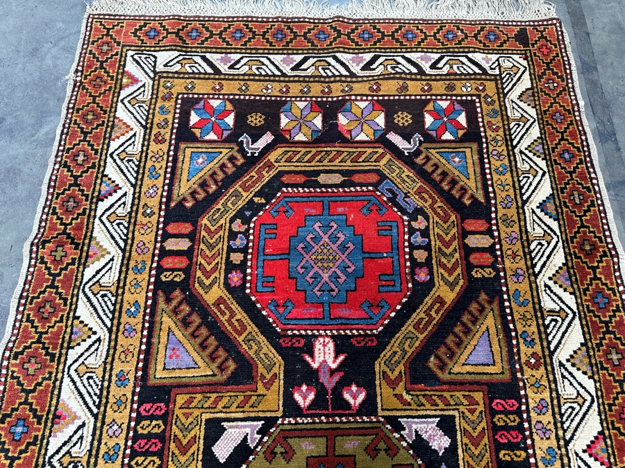 Hand Knotted Wool Persian Rug Geometric 56 X 133 [Photo 13]