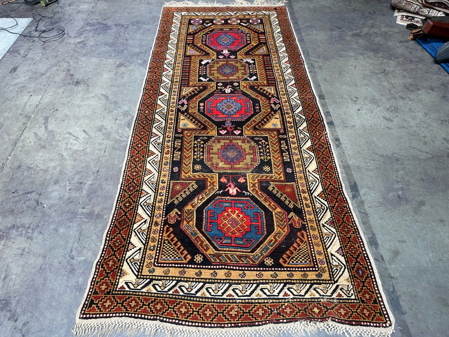 Hand Knotted Wool Persian Rug Geometric 56 X 133 [Photo 4]