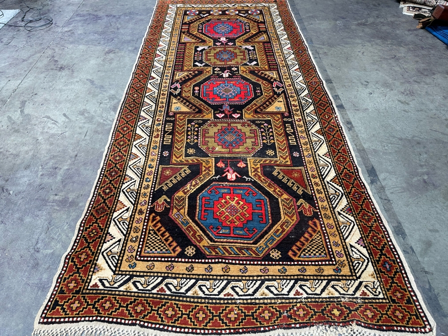 Hand Knotted Wool Persian Rug Geometric 56 X 133 [Photo 5]