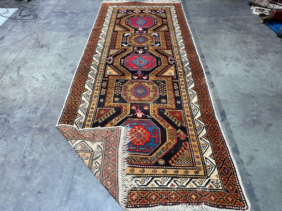 Hand Knotted Wool Persian Rug Geometric 56 X 133 [Photo 18]