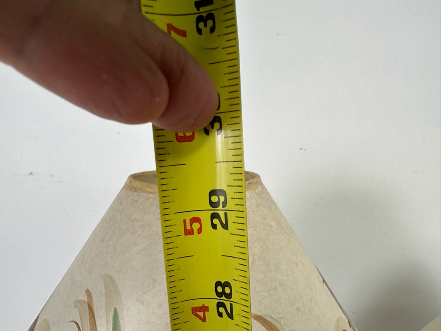 Pair Of Metal Table Lamps With Handpainted Shades 30H [Photo 12]