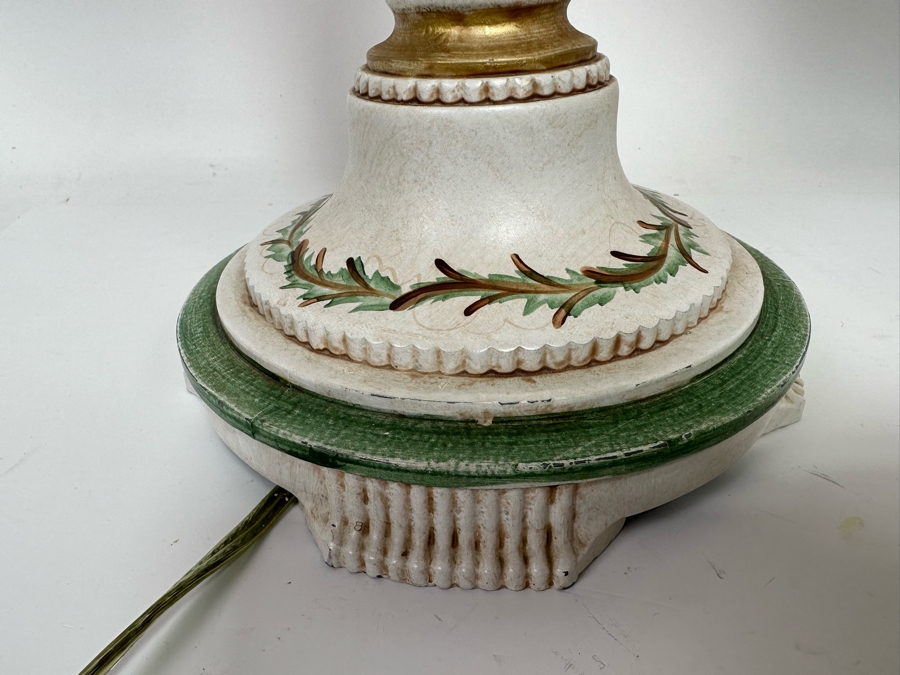 Pair Of Metal Table Lamps With Handpainted Shades 30H [Photo 6]