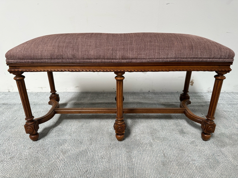 Camard Wooden Upholstered Bench Drake Made In France 39.5W X 16D X 21H [Photo 3]
