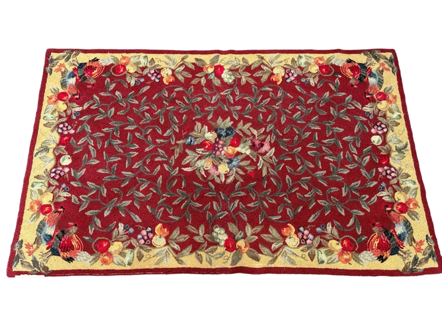 Vintage Hooked Area Rug 64 X 40