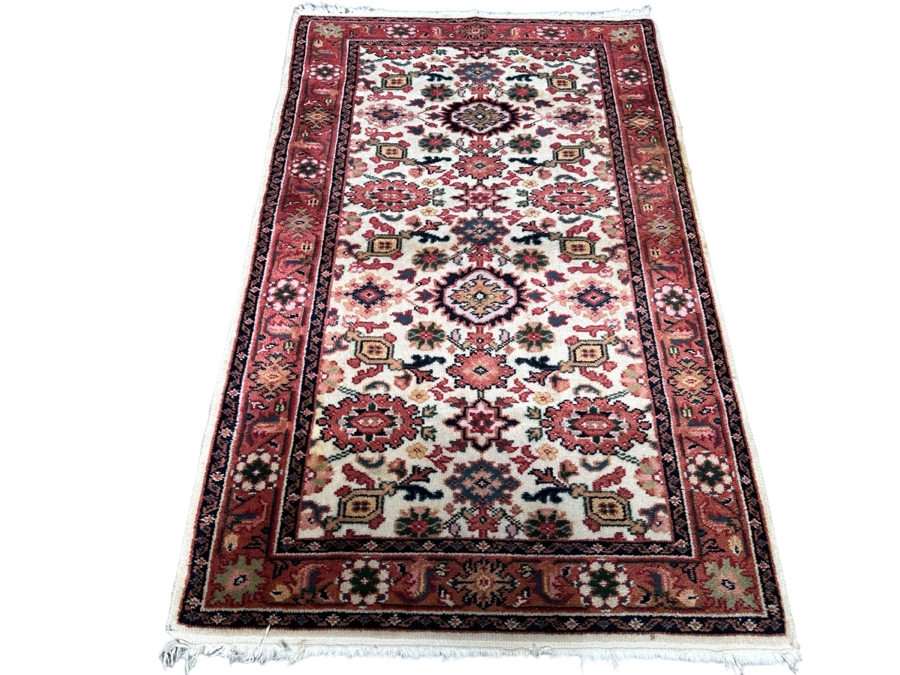 Vintage Hand Knotted Area Rug From India 37.5 X 61