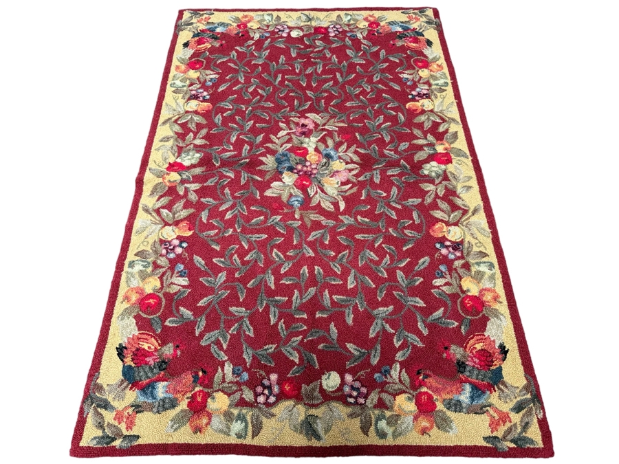 Vintage Hooked Area Rug 40.5 X 63