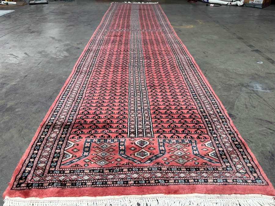 Vintage Hand Knotted Wool Area Runner Rug Made In Pakistan Hatchlu Geometric Design 31.5 X 140 [Photo 8]