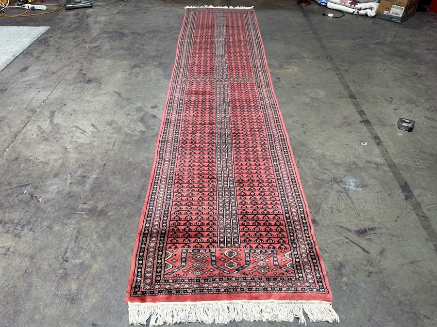 Vintage Hand Knotted Wool Area Runner Rug Made In Pakistan Hatchlu Geometric Design 31.5 X 140 [Photo 3]