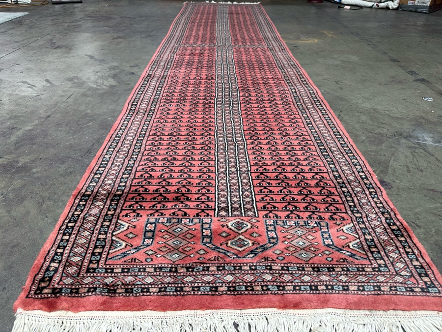 Vintage Hand Knotted Wool Area Runner Rug Made In Pakistan Hatchlu Geometric Design 31.5 X 140 [Photo 7]