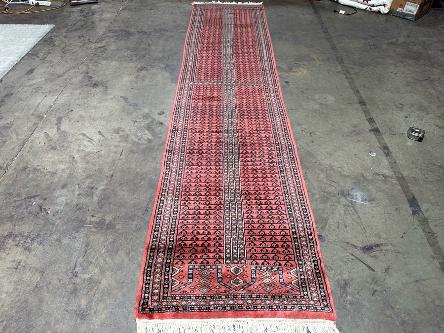 Vintage Hand Knotted Wool Area Runner Rug Made In Pakistan Hatchlu Geometric Design 31.5 X 140 [Photo 4]