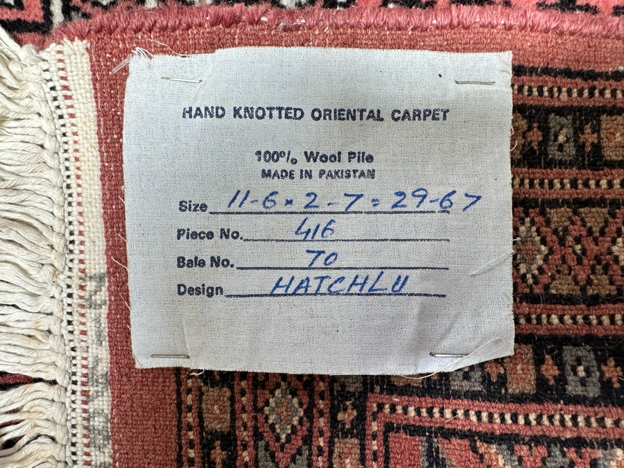 Vintage Hand Knotted Wool Area Runner Rug Made In Pakistan Hatchlu Geometric Design 31.5 X 140 [Photo 15]