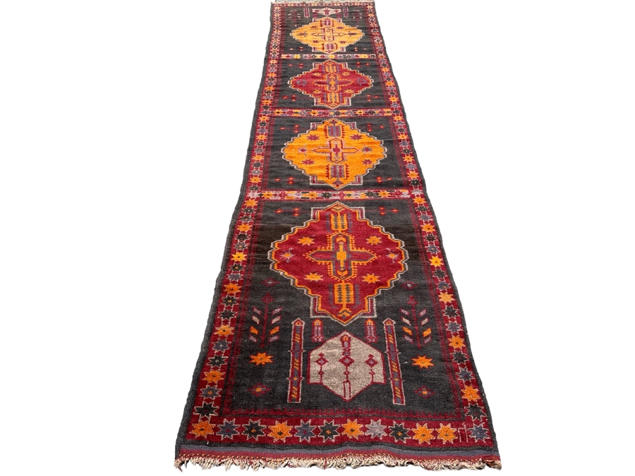 Vintage Hand Knotted Wool Kilim Runner Rug 36 X 150 [Photo 1]