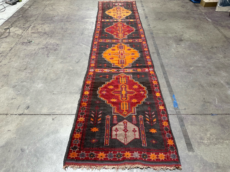 Vintage Hand Knotted Wool Kilim Runner Rug 36 X 150 [Photo 2]