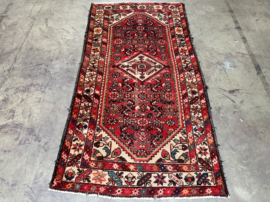 Vintage Hand Knotted Wool Persian Area Rug 42 X 84 [Photo 3]