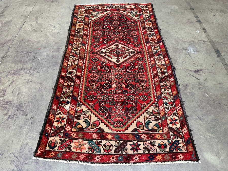 Vintage Hand Knotted Wool Persian Area Rug 42 X 84 [Photo 4]