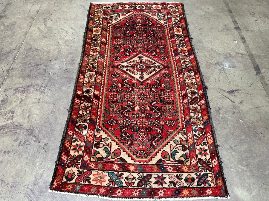 Vintage Hand Knotted Wool Persian Area Rug 42 X 84 [Photo 2]